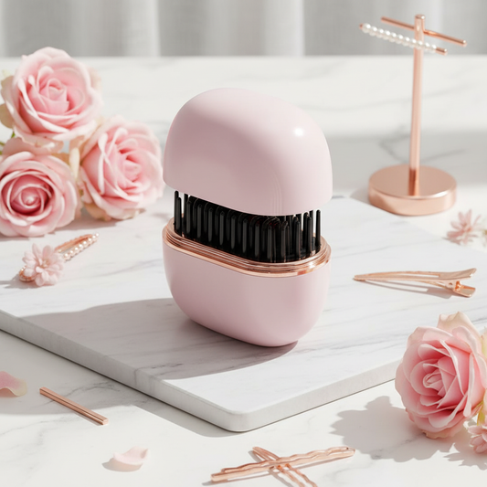 Brosse compacte sur marbre avec fleurs - format carré