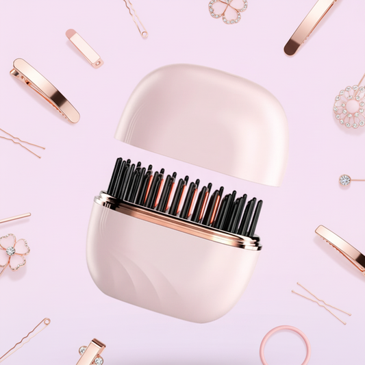 Brosse rose avec accessoires